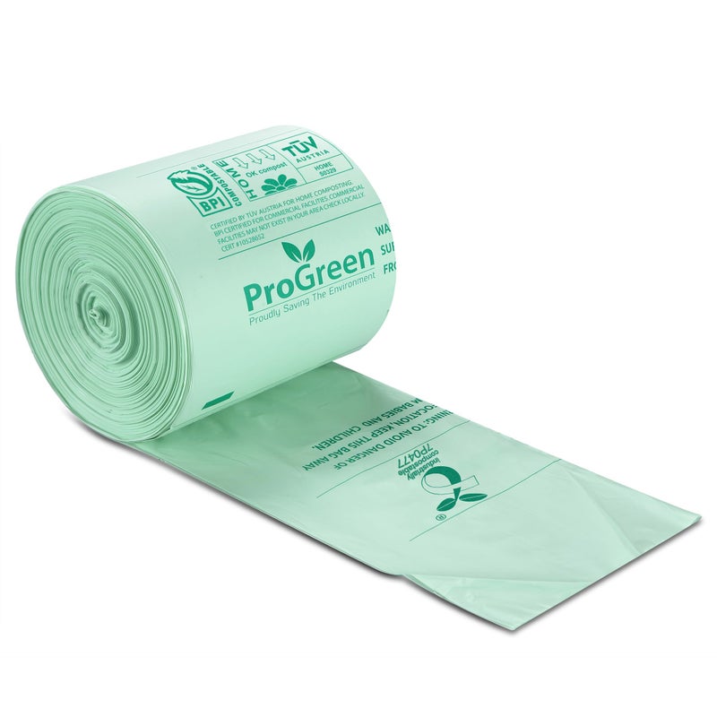 ProGreen Compostable Trash Bags, Extra Thick, Compost Kitchen Bin Bags, Food Scraps Yard Waste Bags, ASTM D6400 BPI and TÃœV AUSTRIA Certified (8 Gallon, Pack of 30) - Image 4